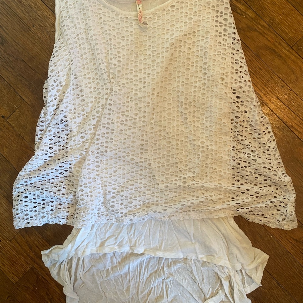 White Eyelet Sleeveless Top